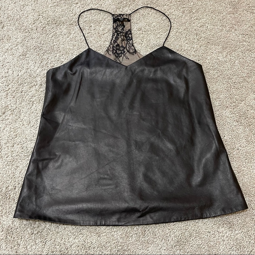 Tibi Leather Front Camisole in Black